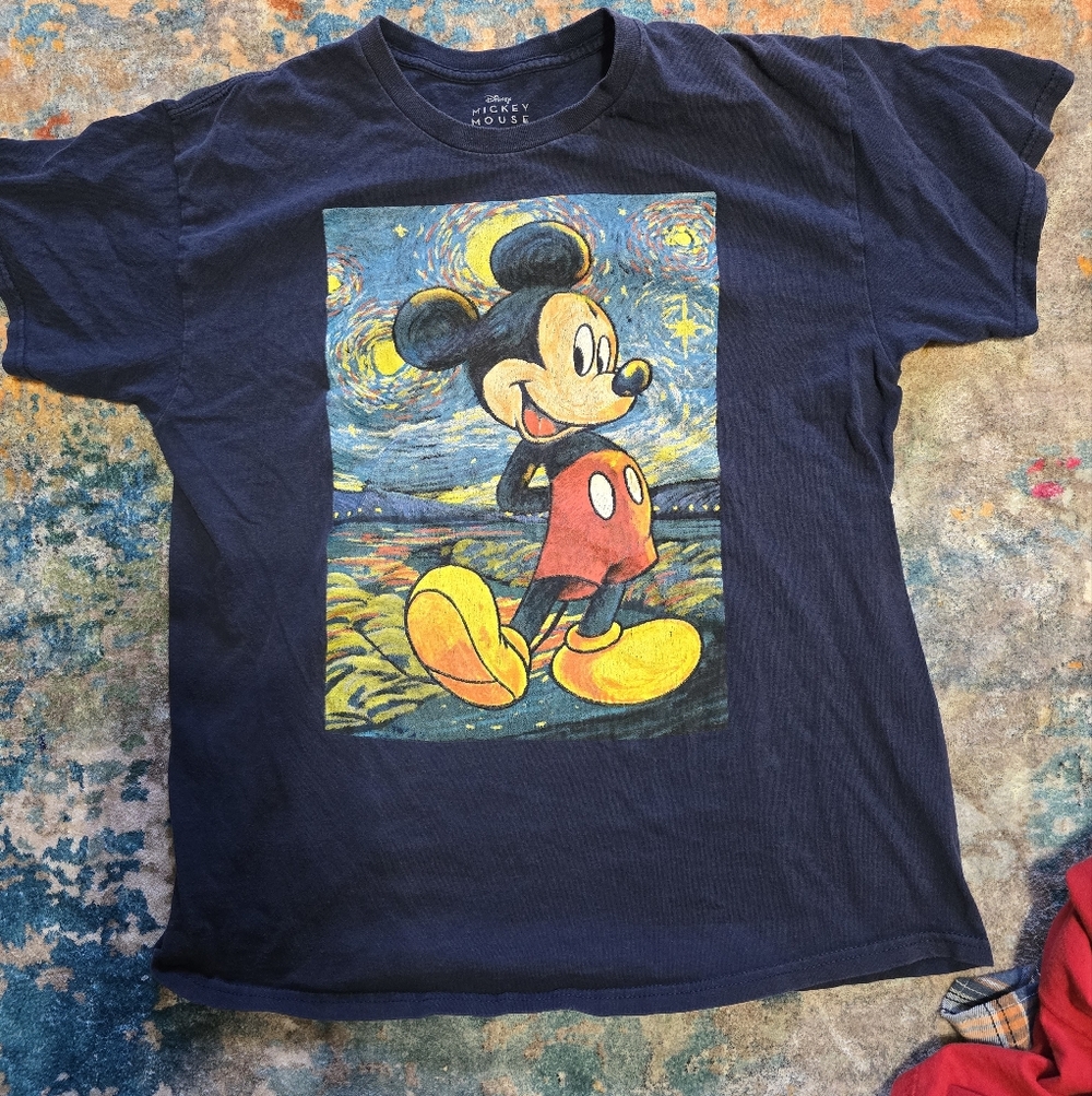 Disney L Navy Mickey Mouse Starry Night T Shirt